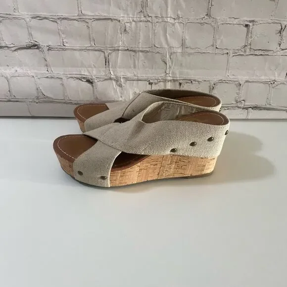 Crown Vintage Women's Cream Wedge Sandals - Picture 2 of 5